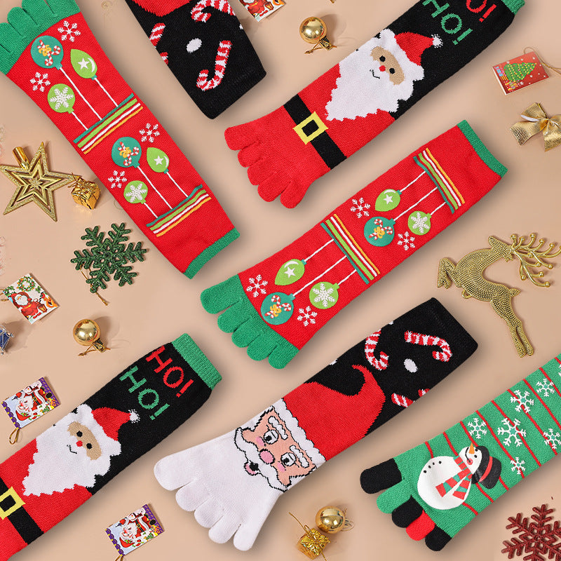 Kniehoge teensokken met kerstprint