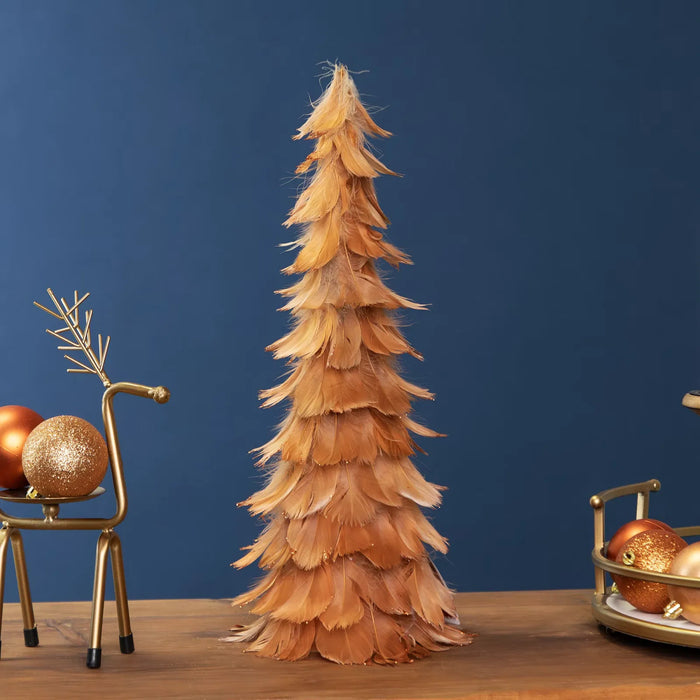 Hollevo Verenkerstboompje 41 cm in roestoranje met glitter