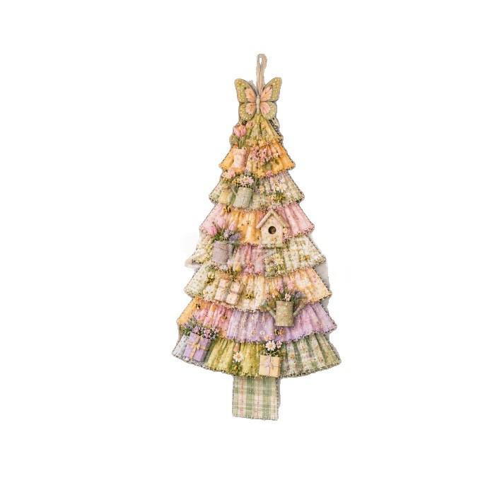 Kerstboom deurhanger met patchworkprint