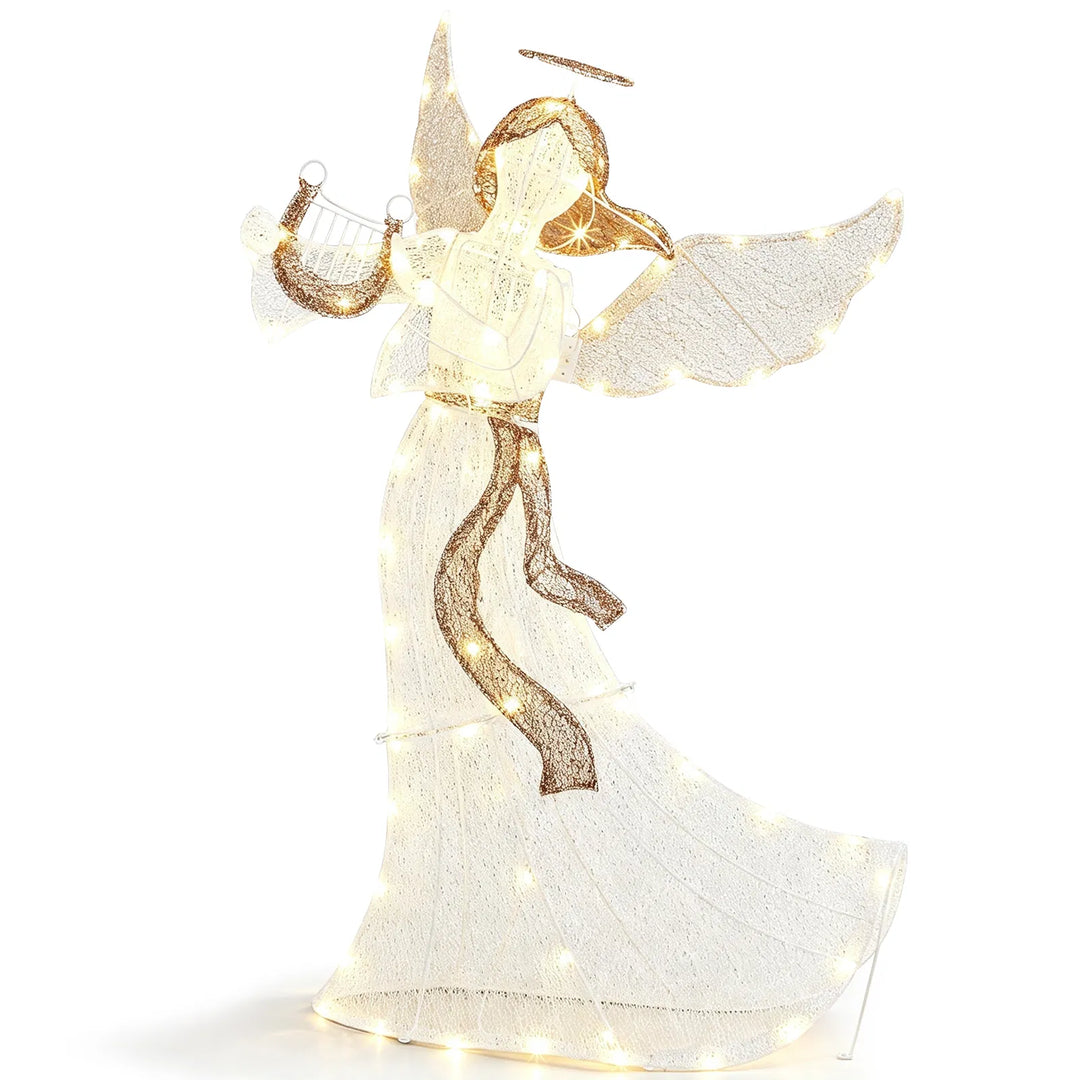 Witte kerstengel met bewegende vleugels