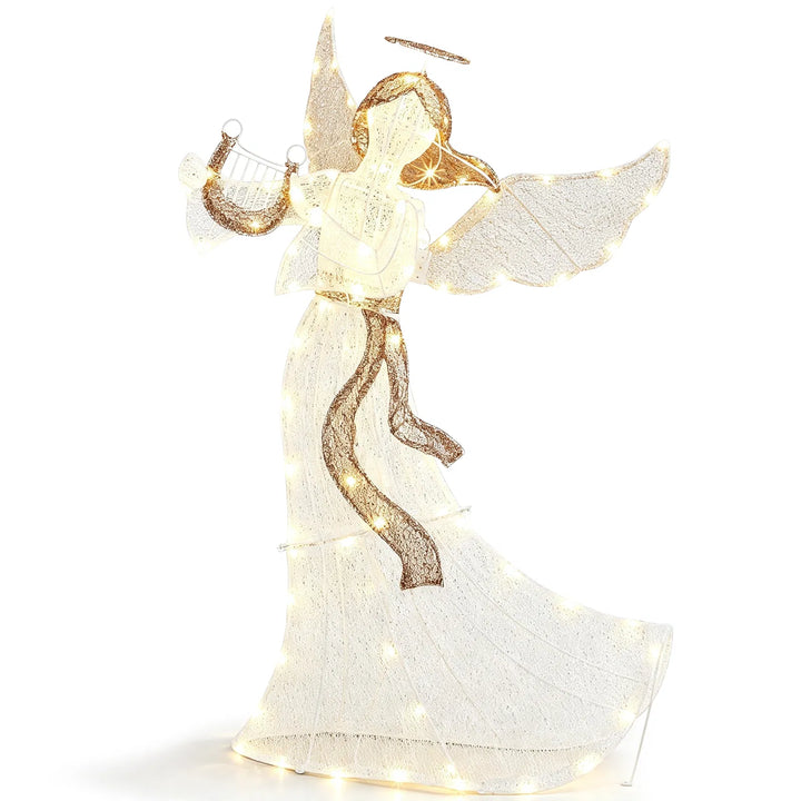 Witte kerstengel met bewegende vleugels