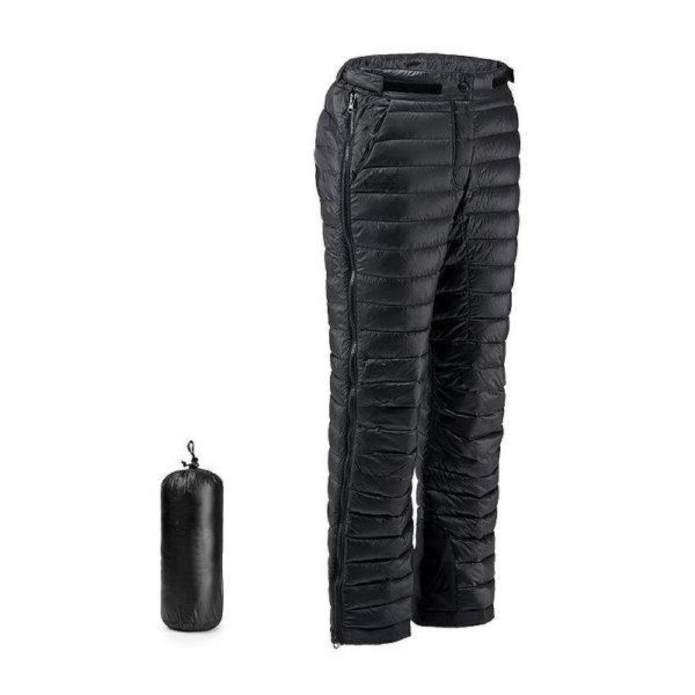Thermische donsbroek van ganzendons met zijritsen