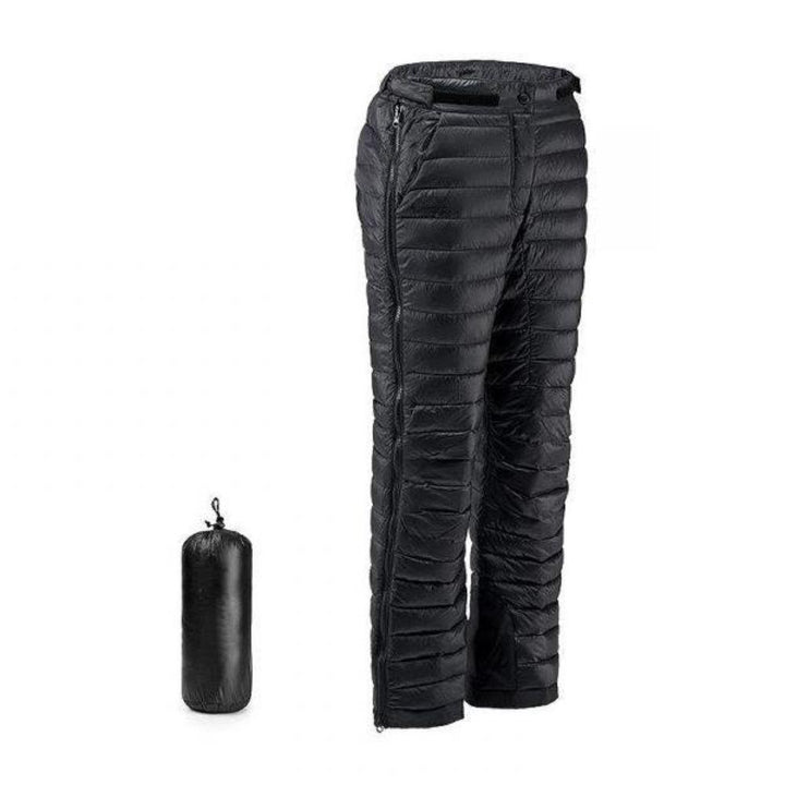 Thermische donsbroek van ganzendons met zijritsen