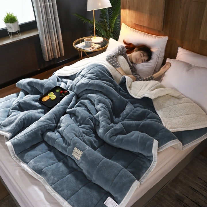 Dikke fleece deken met sherpa voering