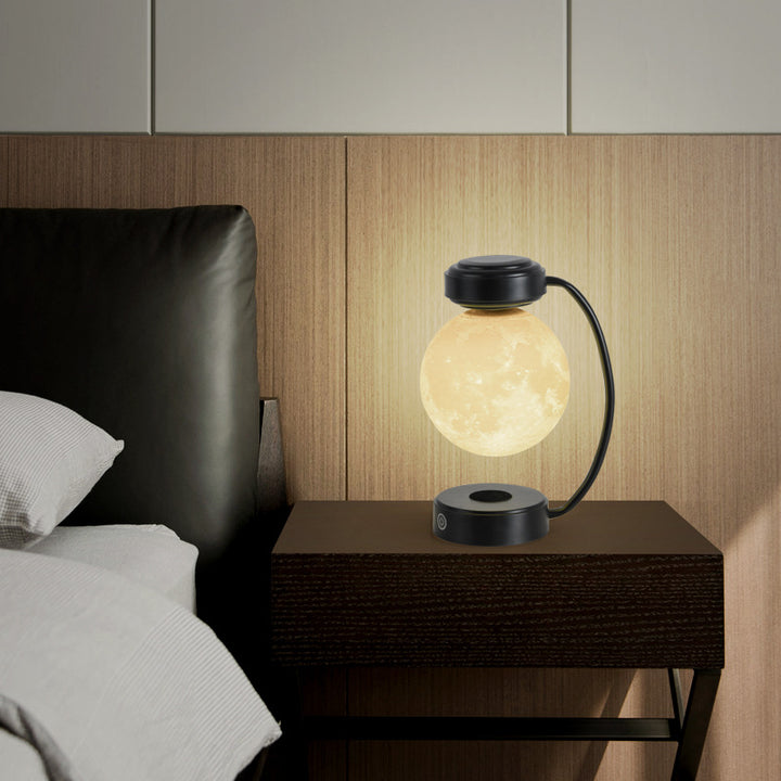 Zwevende 3D maanlamp onder gebogen houder