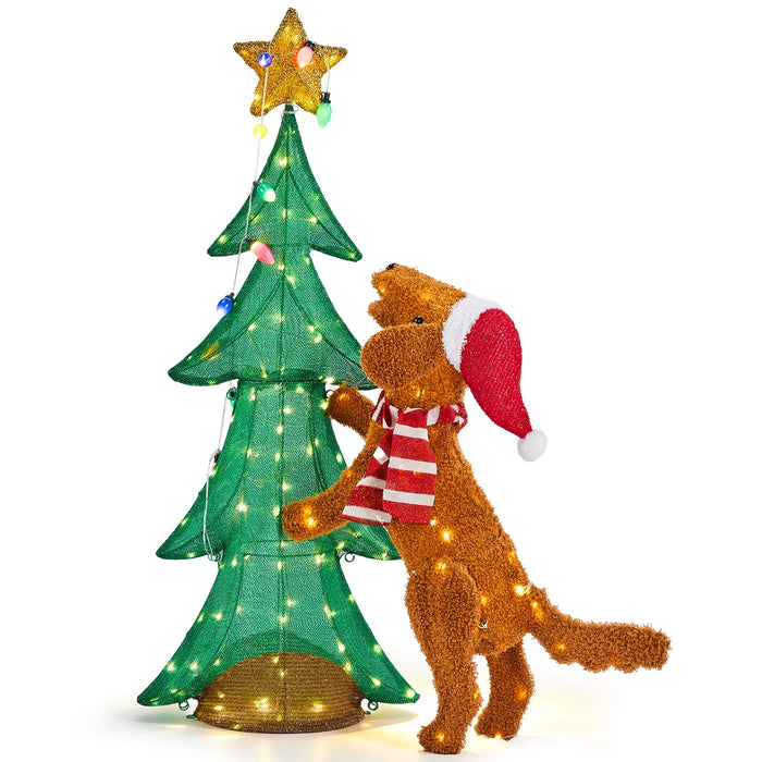 Hollevo Verlichte kerstdecoratie 120 cm met klimmende hond