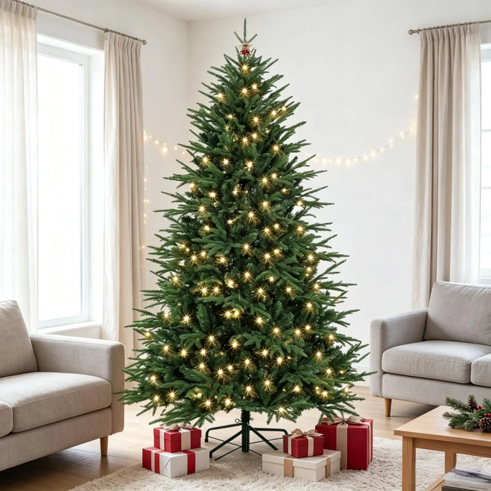 Hollevo Volle groene kerstboom 183 cm met 300 warmwitte leds