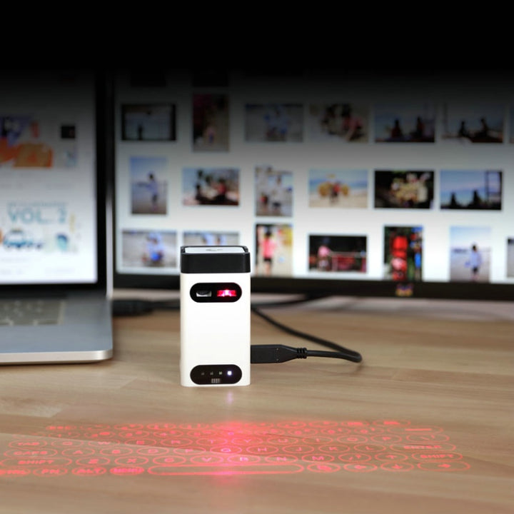Laser projectietoetsenbord op tafel