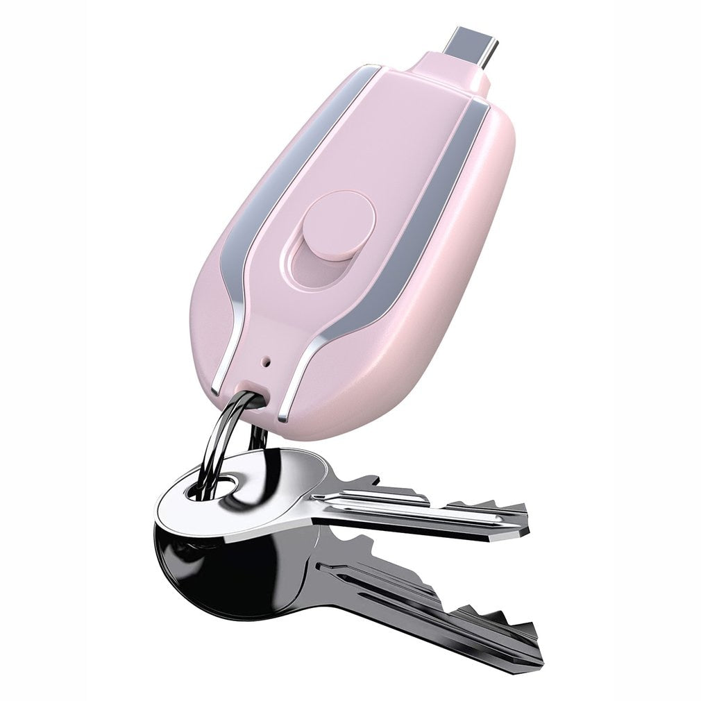 Zwarte mini powerbank als sleutelhanger