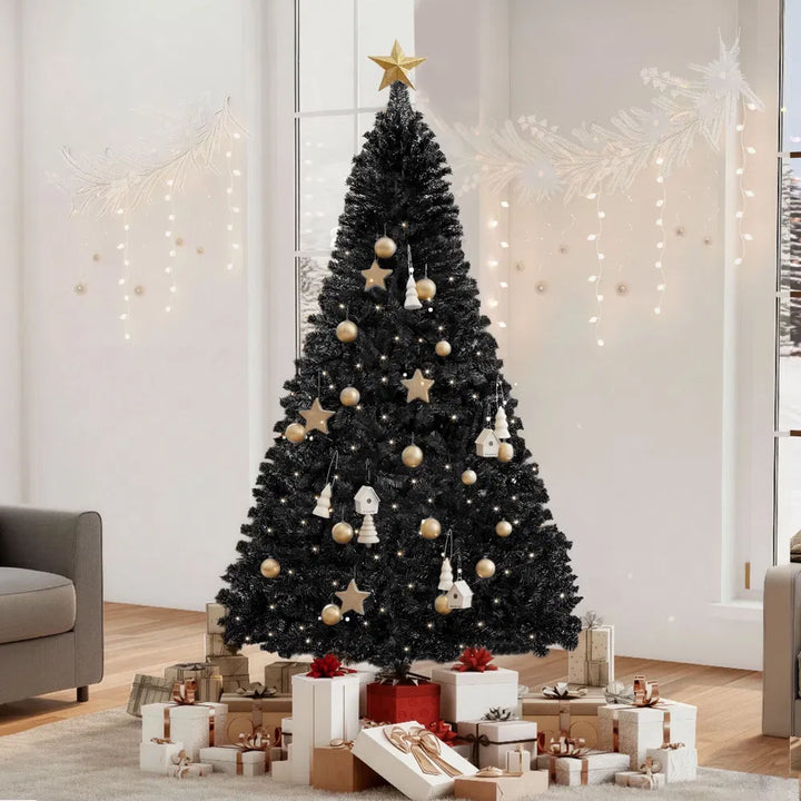 Volle zwarte kunstkerstboom