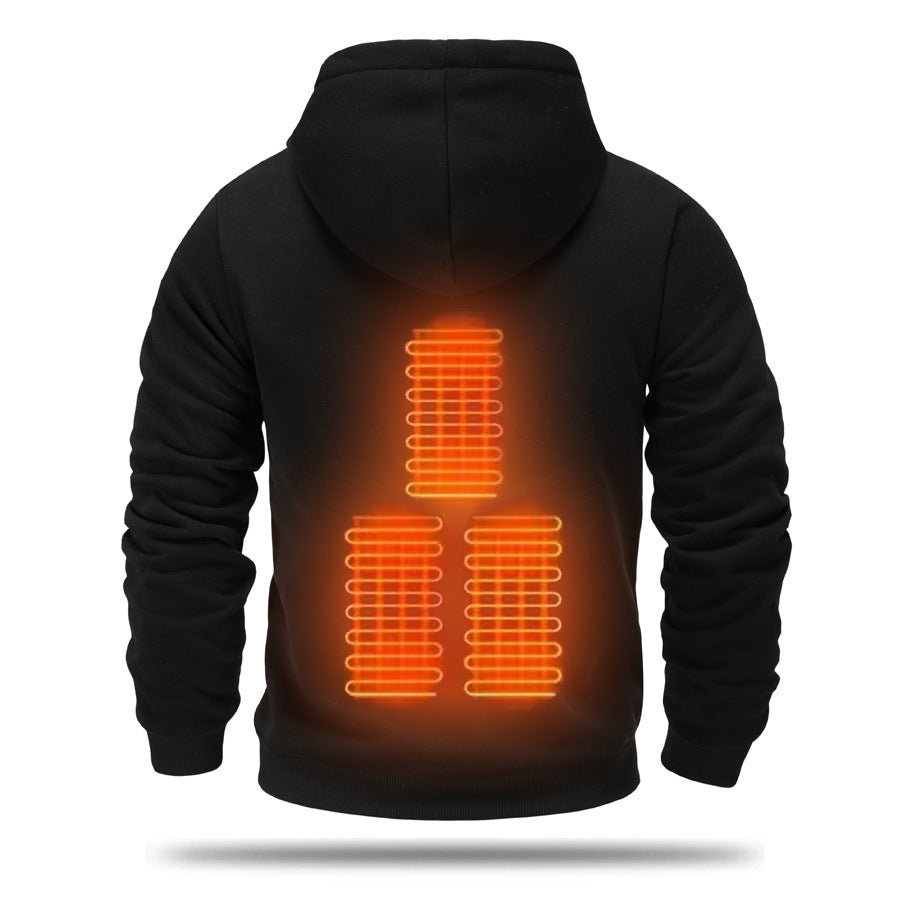 Man in verwarmde hoodie met kangoeroezak