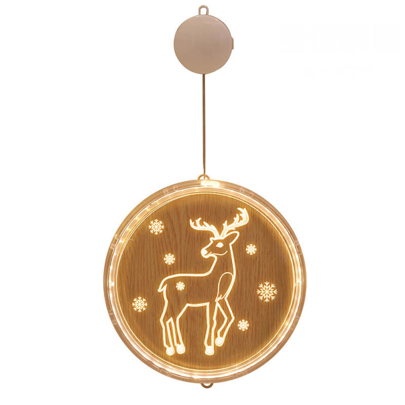 Kerst LED acryl decoratie ronde lamp met zuignap