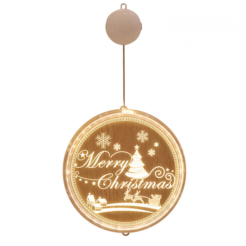 Kerst LED acryl decoratie ronde lamp met zuignap