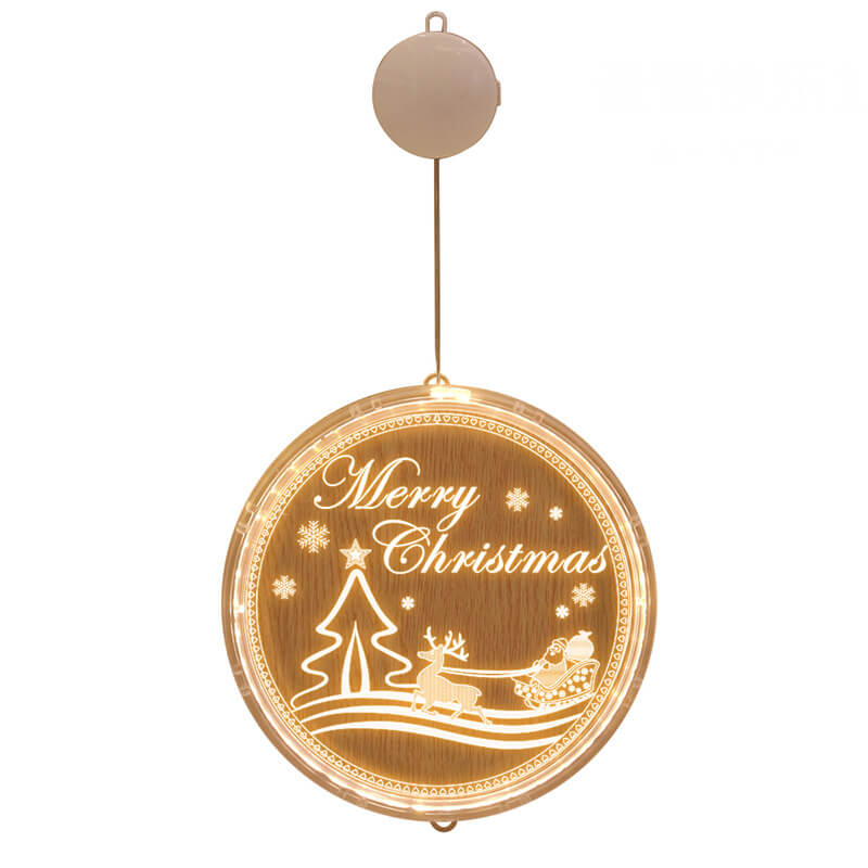 Kerst LED acryl decoratie ronde lamp met zuignap