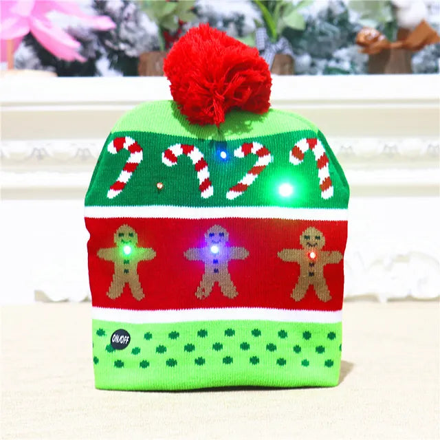 Hollevo™ Gebreide kerstmuts met LED-lichtjes voor kids en volwassenen