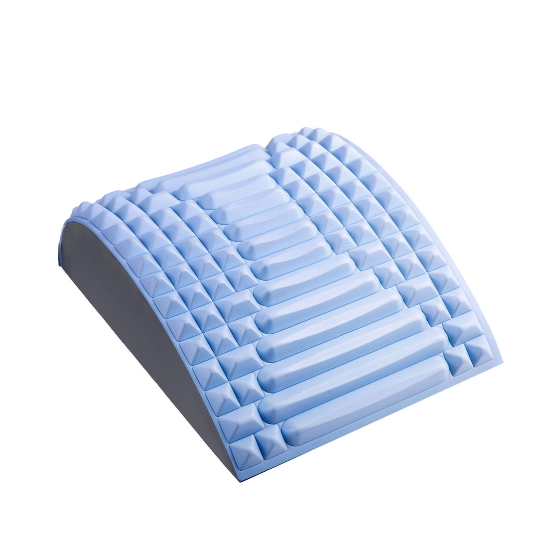 Blauwe rugstretcher op de vloer