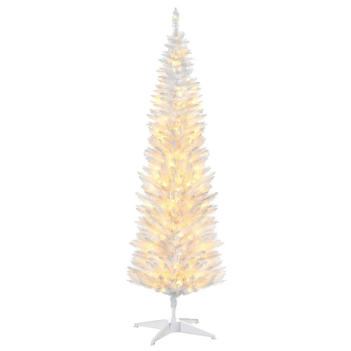 Kleine witte kerstboom met lichtjes