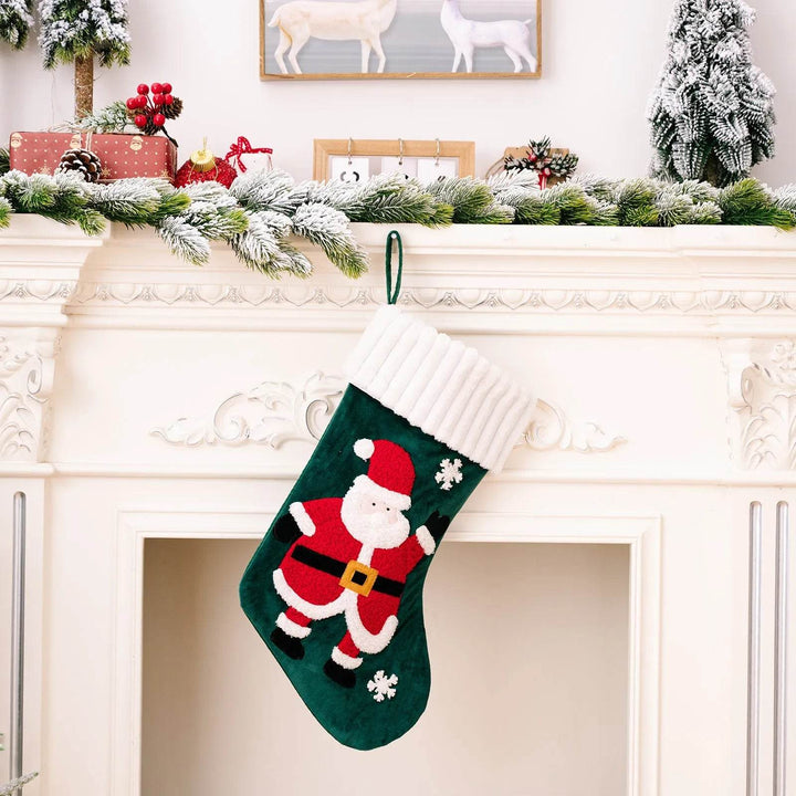 Hollevo™ Kerstsok met gouden fluwelen patch om op te hangen