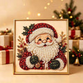 Diamond painting met kerstman op houten frame