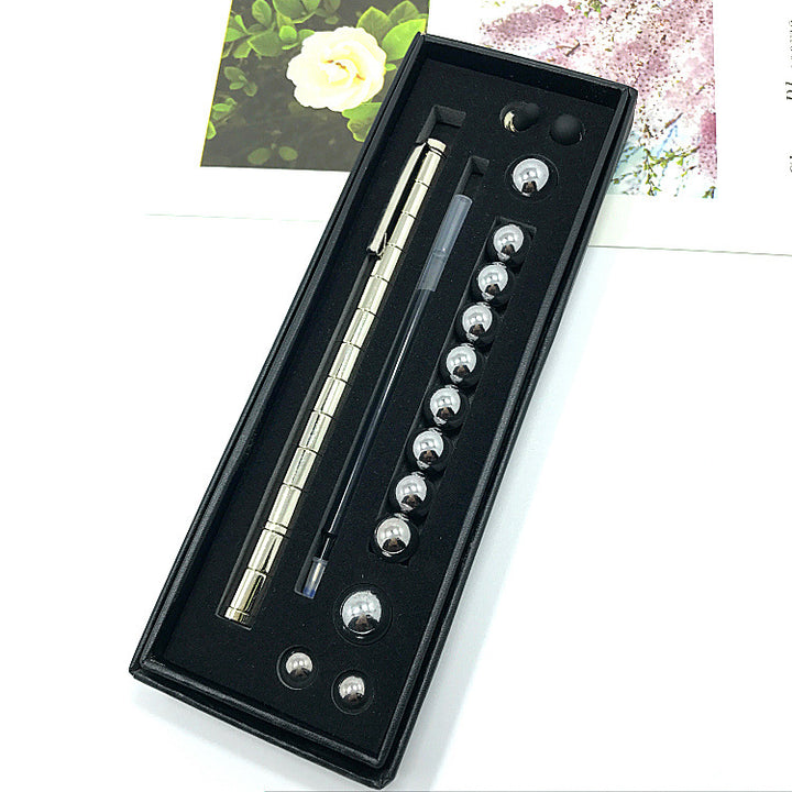 Zilveren magnetische fidget pen met balletjes