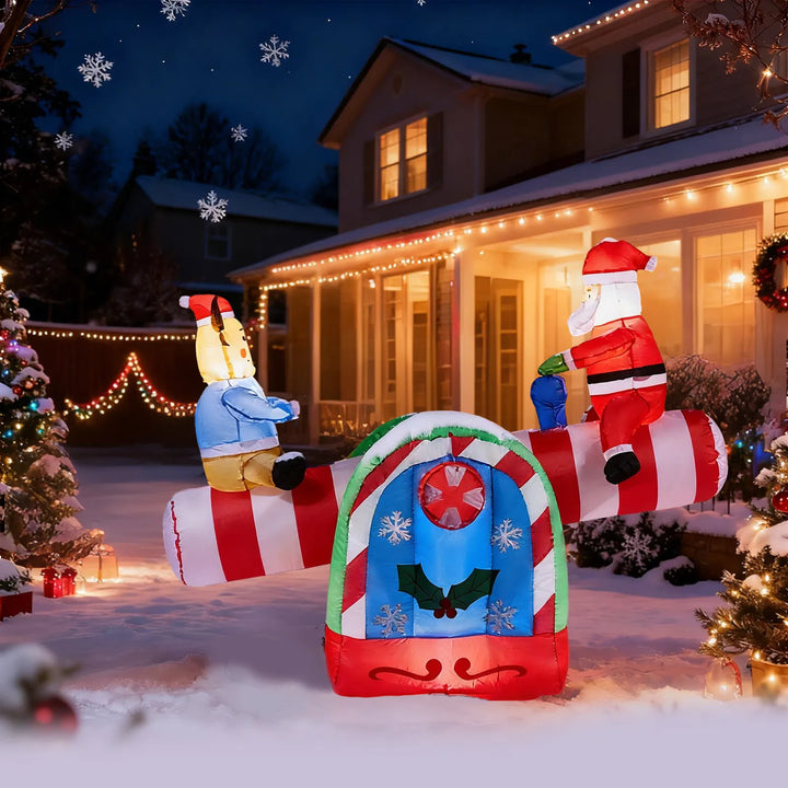 Opblaasbare kerstwip met kerstman en rendier