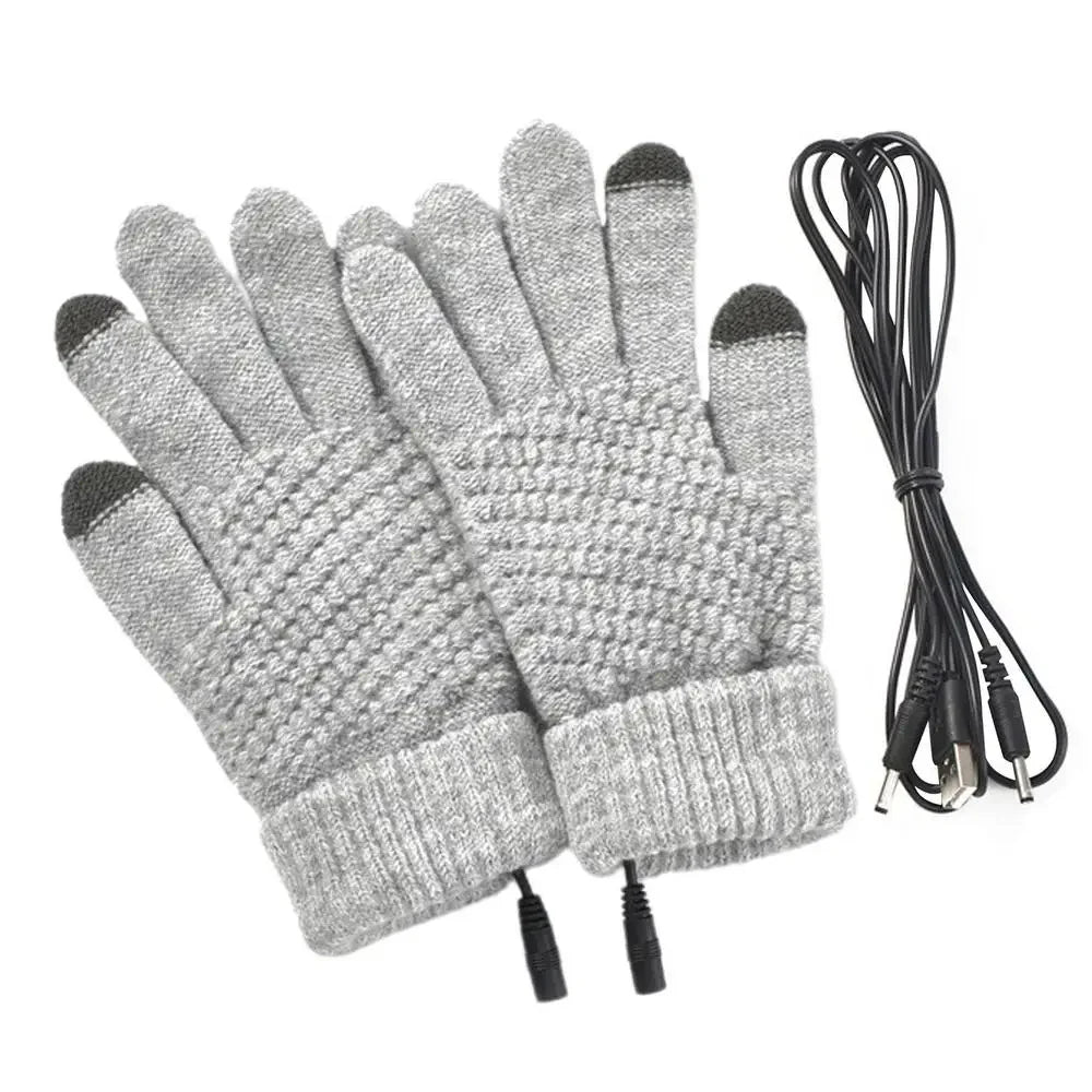 Gebreide verwarmde handschoenen met usb-kabel