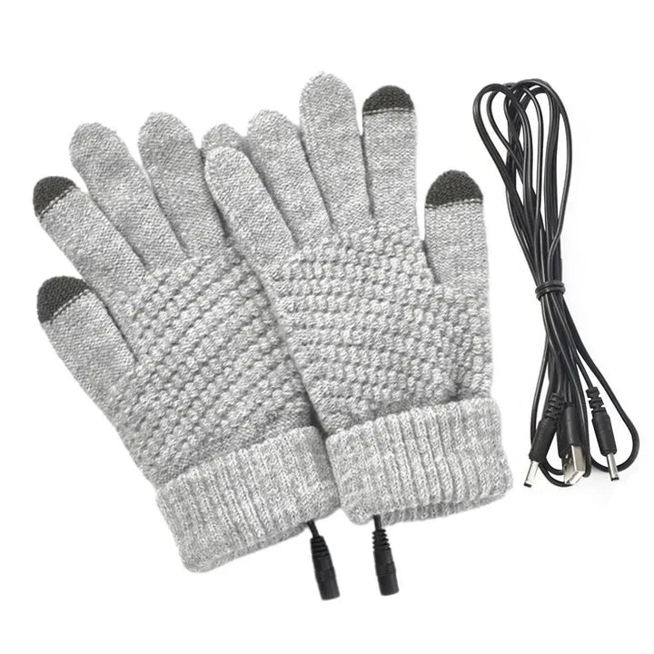 Gebreide verwarmde handschoenen met usb-kabel