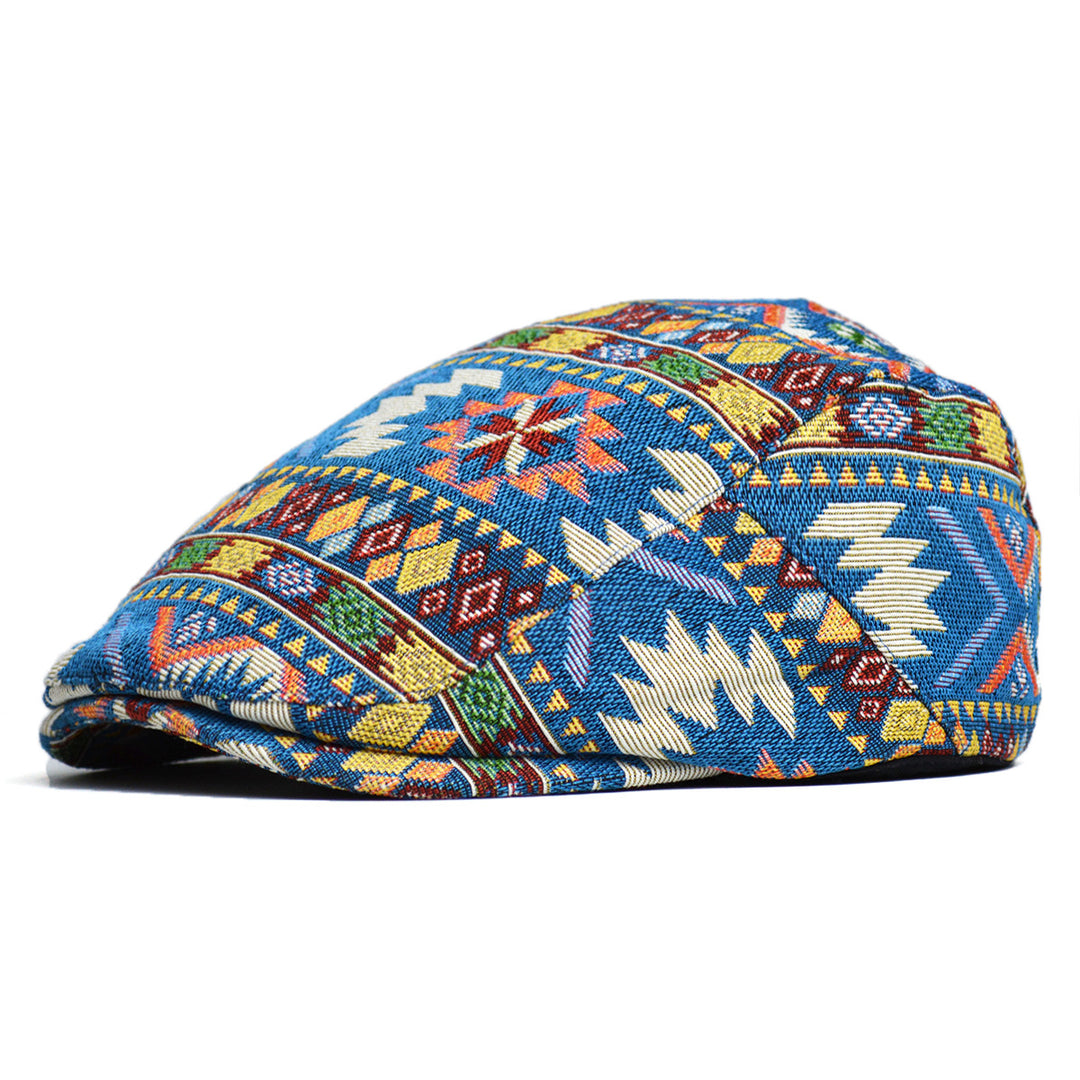Flatcap met kleurrijk geometrisch patroon