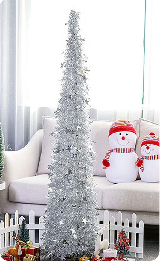 Opvouwbare kerstboom met glitter en standaard, 1,2 of 1,5 meter