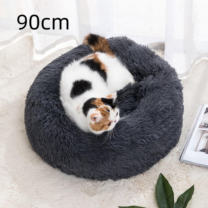 Warme ronde kattenmand voor de winter in 8 maten, van 30 tot 100 cm