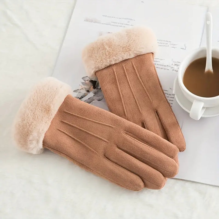 Hollevo™ Suède winterhandschoenen met fluwelen voering en pluche boord