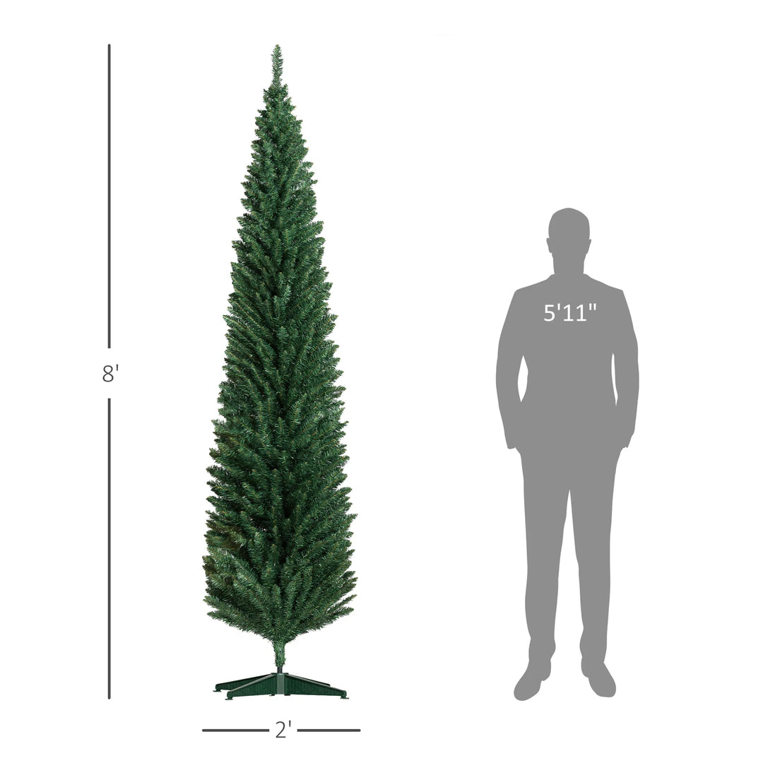 Hoge groene smalle kunstkerstboom