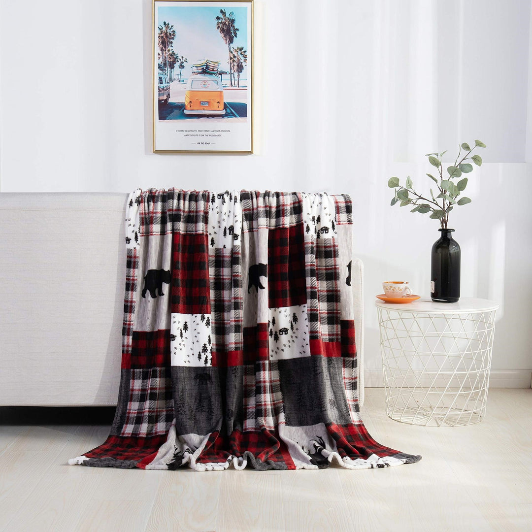 Flanellen kerstplaid met rendierenprint