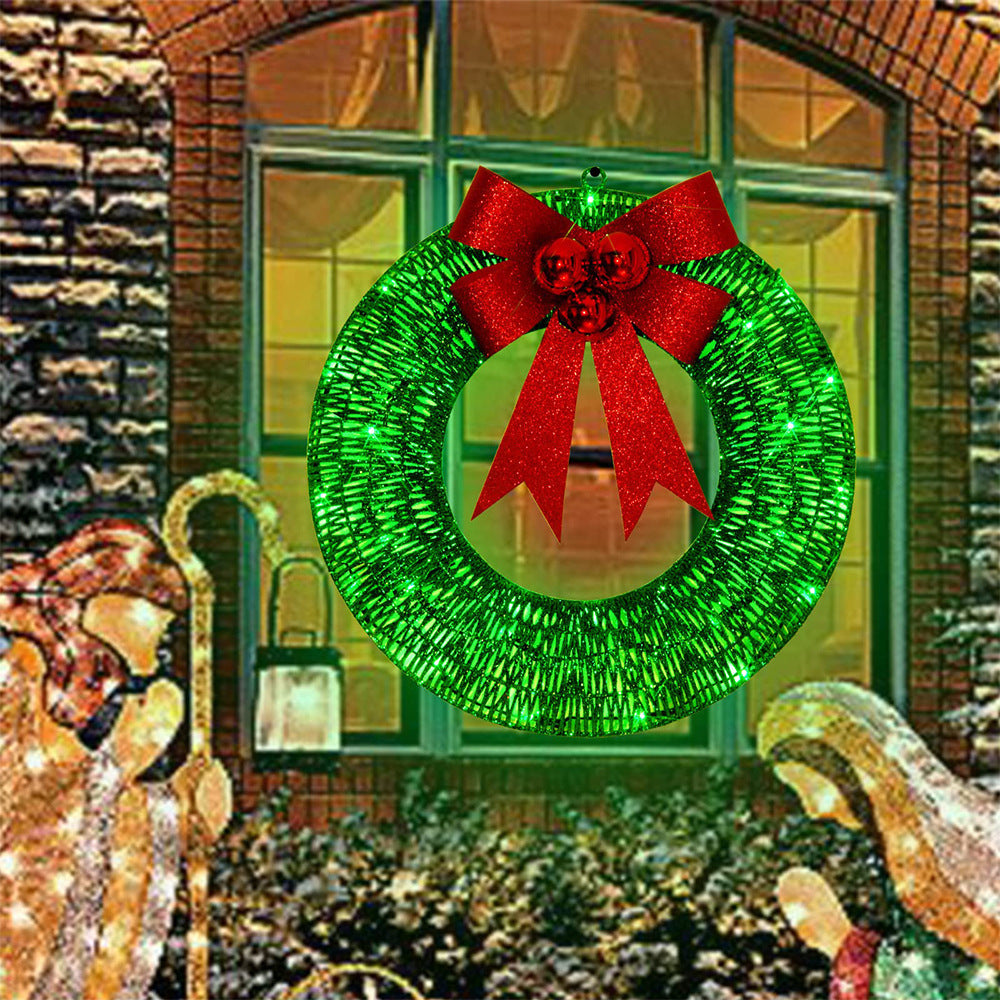 Kerstkrans met verlichting – 50 cm met grote strik