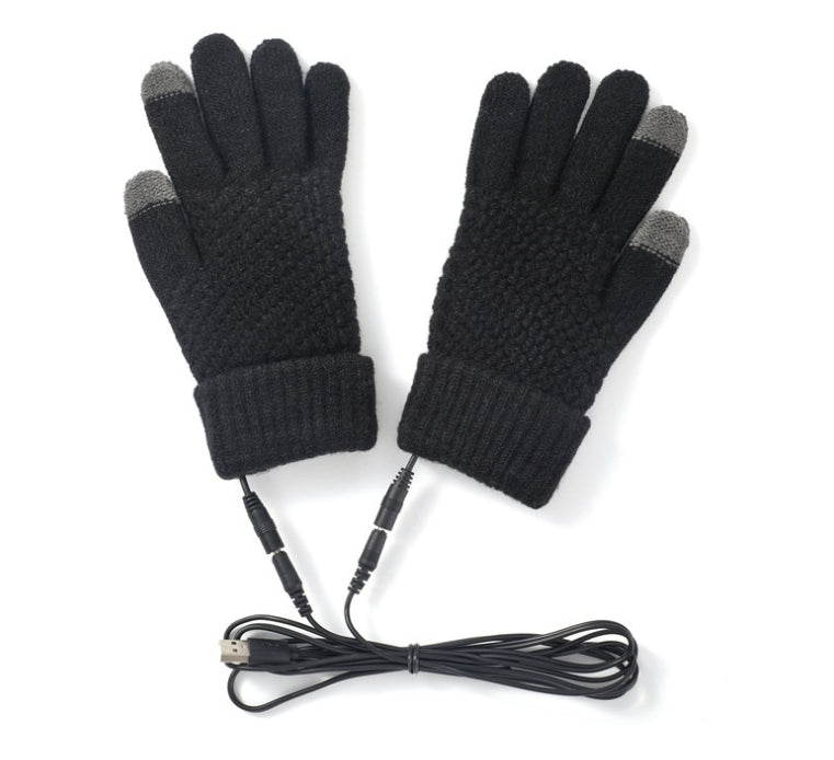 Gebreide verwarmde handschoenen met usb-kabel