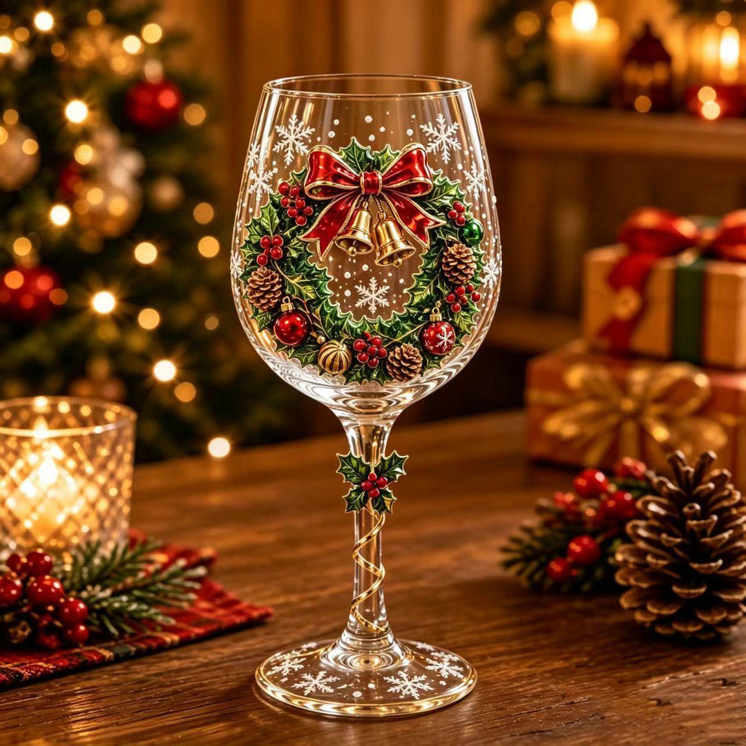 Wijnglas met kerstman op de steel