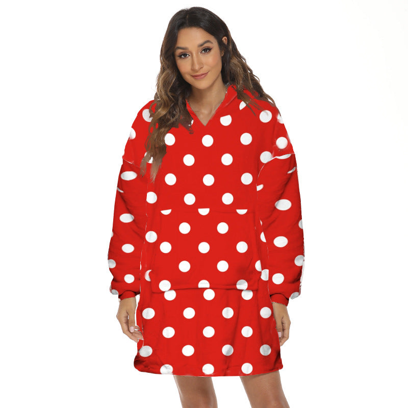 Oversized hoodie deken met capuchon en print
