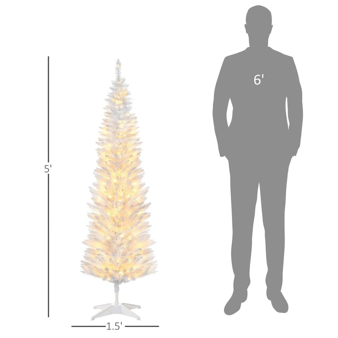 Kleine witte kerstboom met lichtjes