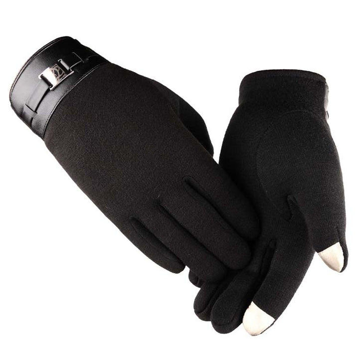 Zwarte herenhandschoenen met manchet en gesp