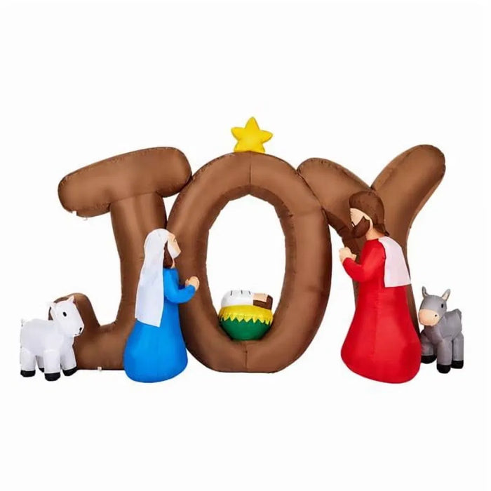 Hollevo Opblaasbare kerststal met grote JOY-letters en leds