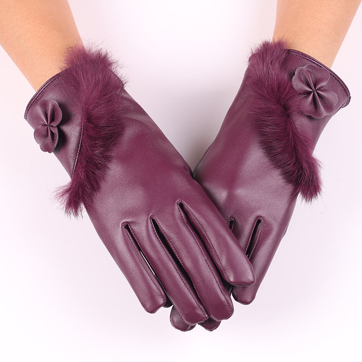 Dameshandschoenen van imitatieleer met strik