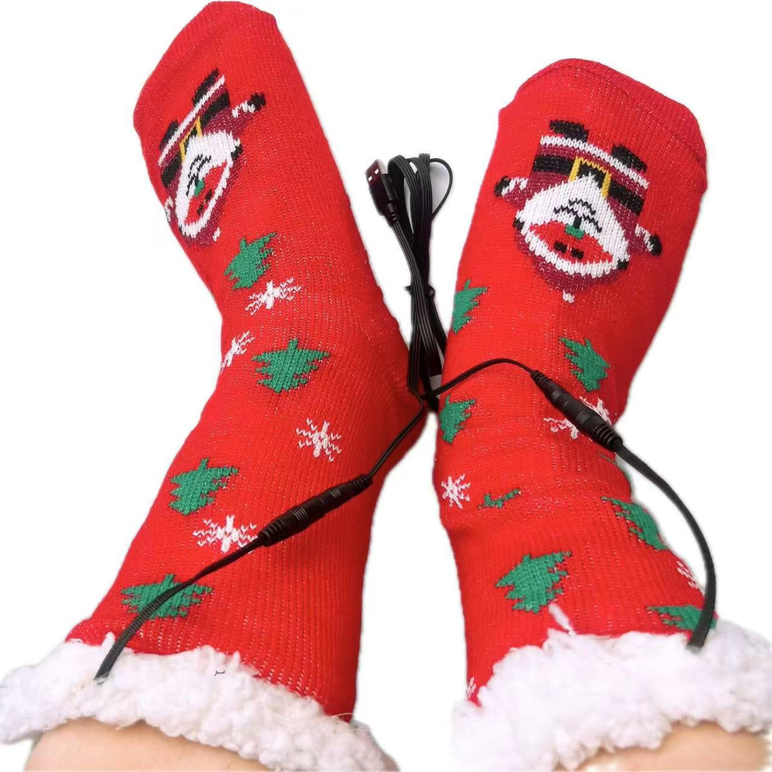 Gebreide kerstsokken met USB-kabel