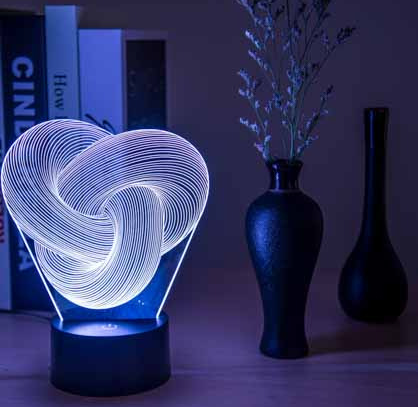 Hollevo 3D-illusielamp van acryl met gedraaide knoop