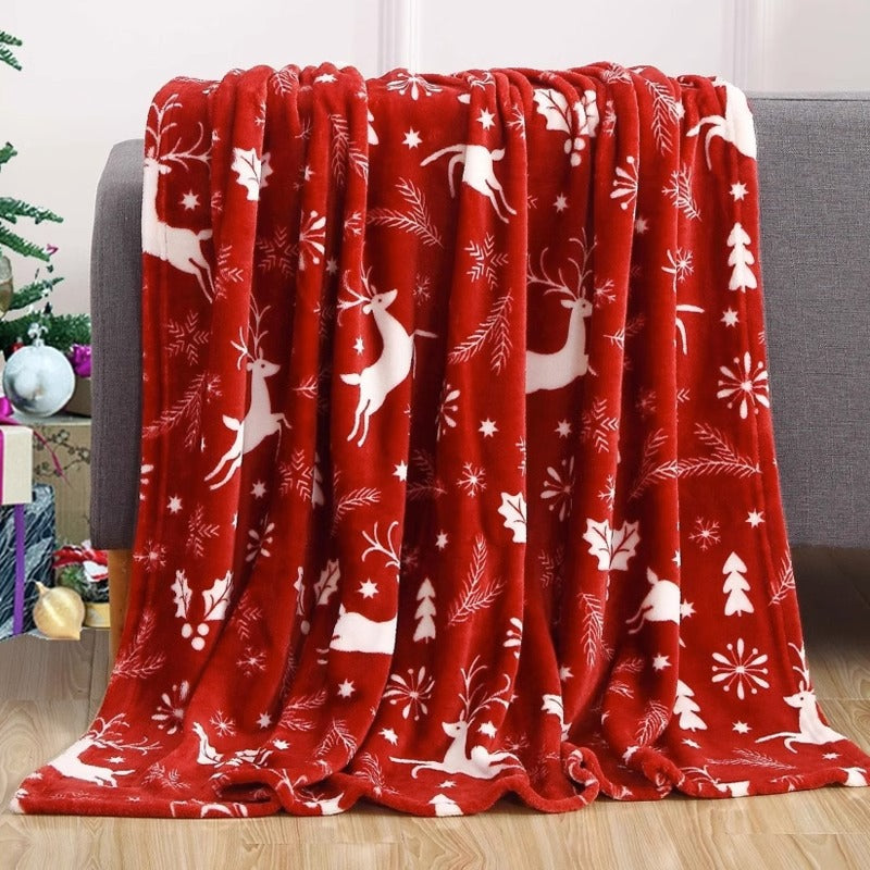 Flanellen kerstplaid met rendierenprint