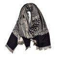 Geweven jacquard sjaal met franjes