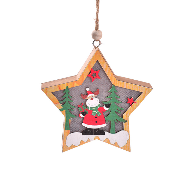 Houten kerstboomhanger – hangend lichtdoosje met touwtje