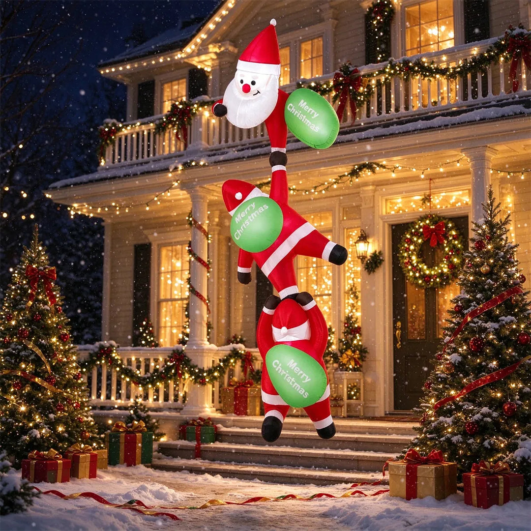 Opblaasbare decoratie met drie klimmende kerstmannen