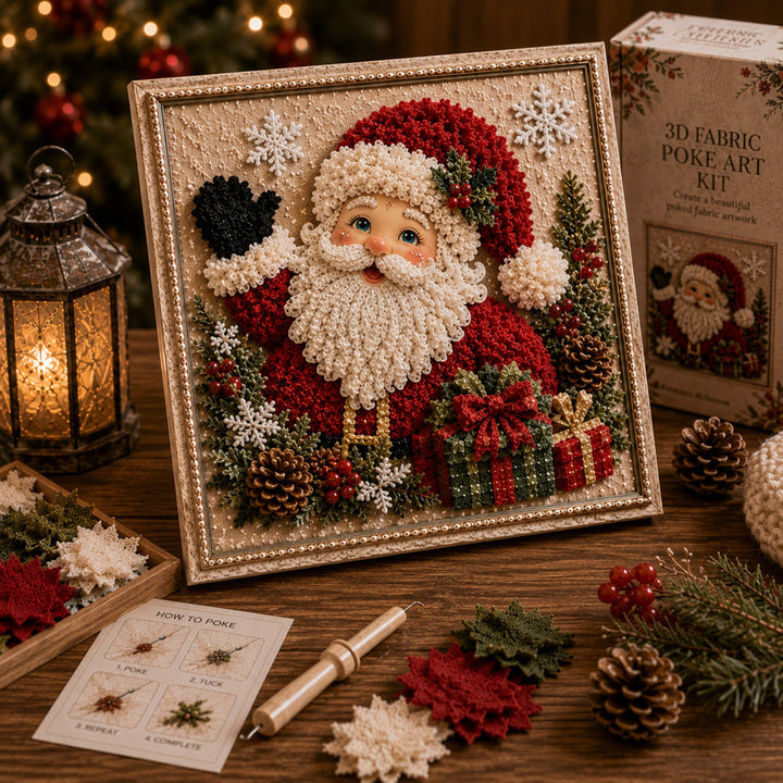 3D stoffen kerstplaatje met sneeuwpop in lijst