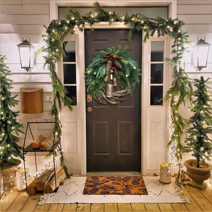 Farmhouse kerst krans, boho krans, feestdagen krans