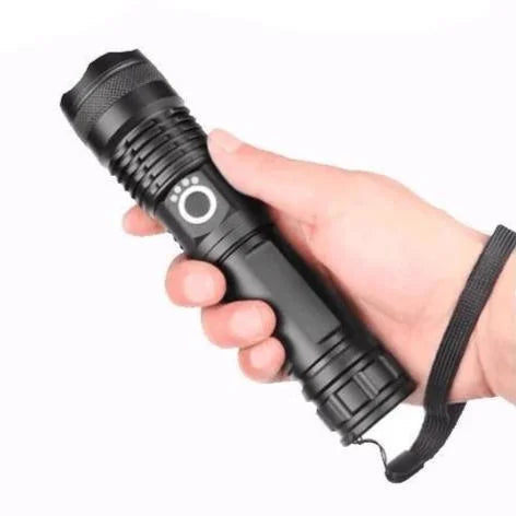 Oplaadbare LED-zaklamp XHP50 met zoom en batterij-indicator